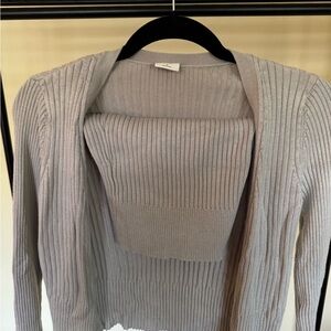 Abercrombie & Fitch Gray Ribbed Cardigan Sweater and Tube Top Set